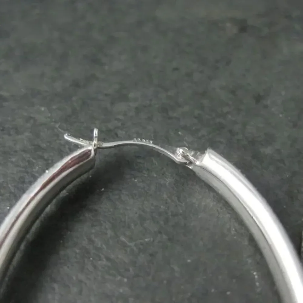 Simone I Smith Sparkly Oval Hoop Earrings Vermeil Sterling New